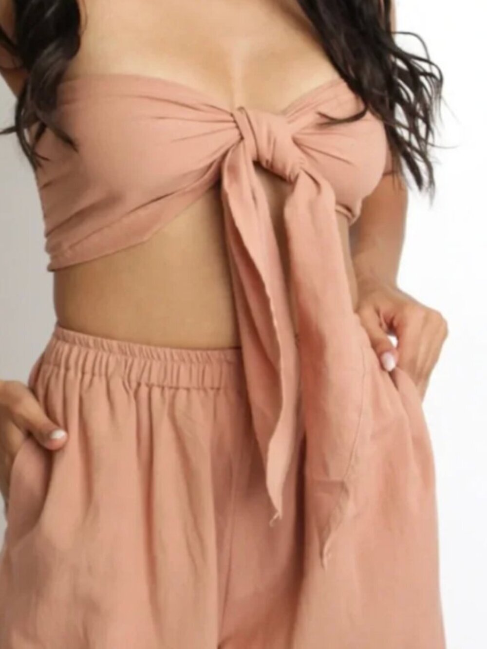 Malibu Bum Two Piece Linen Style Set - Picture 2 of 3
